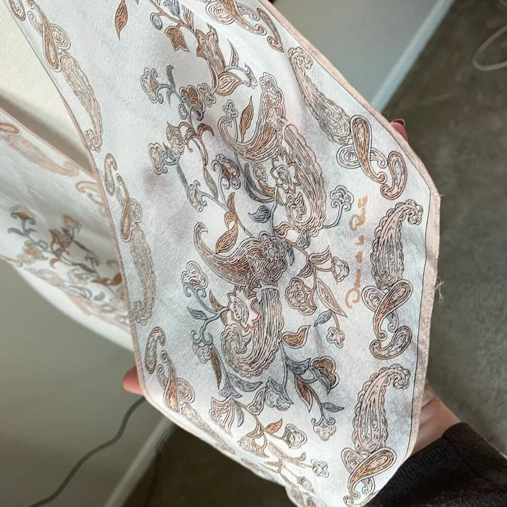 VTG Oscar de la Renta Silk Oblong Scarf Art Nouveau Romantic Bias Cut ~70”